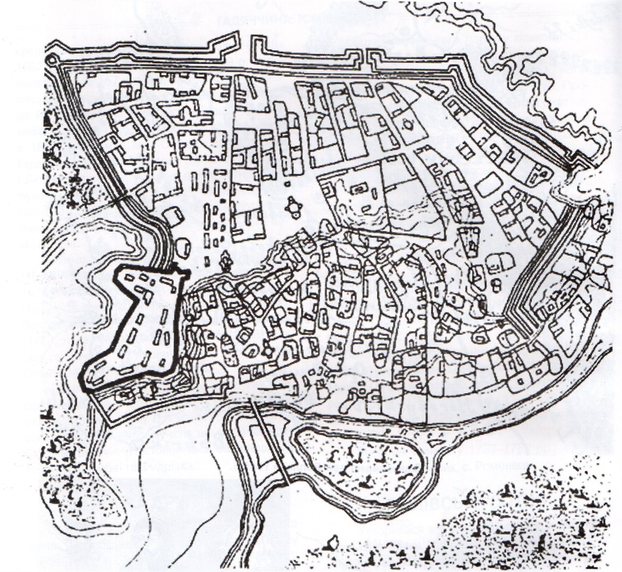 План Гадяча 18 століття із книги "Гадяччина. Історія краю".